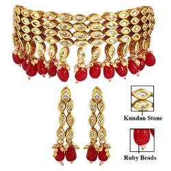 MUCH-MORE Indian Traditional Kundan Necklace Earrings Set Ethnic Bollywood Wedding Party Wear Jewelry for Women/Girls