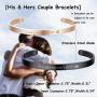 Jstyle 4Pcs Couple Necklace Bracelets Matching Set for Men Women Love Heart Puzzle Pendant Necklace Cuff Bangle Bracelet His & Hers Gift for Mom
