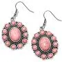 Shop LC Stainless Steel Silvertone Oval Pink Howlite Flower Statement Cuff Earrings Pendant Necklace Prom Jewelry Sets for Women Mothers Day Gifts