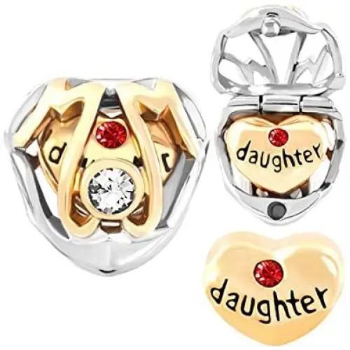 LovelyJewelry Mom Mother Daughter Charms Heart Beads for Bracelet LovelyJewelry Mom Mother Daughter Charms Heart Beads for Bracelet
