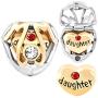 LovelyJewelry Mom Mother Daughter Charms Heart Beads for Bracelet