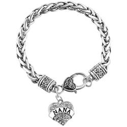 “Nana” Charm Bracelets | Adorable Nana Silver Heart Bracelet | Best Family Jewelry Gift