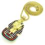 Shiny Jewelers USA Mens Egyptian King TUT Pharaoh Pendant Gold OR Silver 4MM 36'' Franco Chain Fashion Necklace