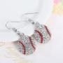 Baseball Pendant Necklace & Dangle Earrings Jewelry Set Sport Clear Crystal Fashion Jewelry (Silver earrings+necklace)