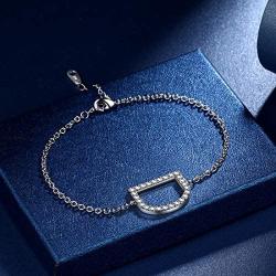 beautlace Letter Initial Anklet Bracelets A to Z Silver Plated Adjustable 26 Letters Alphabet Charm Bracelet with Cubic Zirconia Jewelry Gifts for Women and Men KB0014