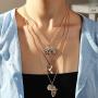 Twinklede Boho Layered Necklace Gold Elephant Pendant Necklaces Chain Nefertiti African Map Necklace Jewelry for Women and Girls (Gold 1)