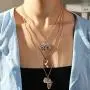 Twinklede Boho Layered Necklace Gold Elephant Pendant Necklaces Chain Nefertiti African Map Necklace Jewelry for Women and Girls (Gold 1)