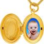 Lifetime Jewelry Locket Necklace That Holds Pictures [ Oval Gold Locket ] Jewelry for Girls and Women - Up to 20X More 24k Plating Than Other Photo Lockets