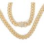Bling Iced Out Diamond Cuban Link Chain Hip Hop Silver Gold Chunky Chains and Bracelets for Men Women 16 18 20 24 / 7 8 9 Inches