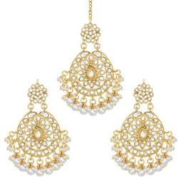 Aheli Stunning Indian Traditional Maang Tikka Earrings Set for Women Bollywood Ethnic Party Wear Fashion Jewelry for Women