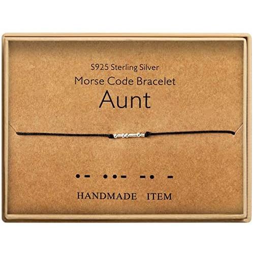 Morse Code Bracelet Sterling Silver Beads on Silk Cord Secret Message Aunt bracelet Gift Jewelry for her