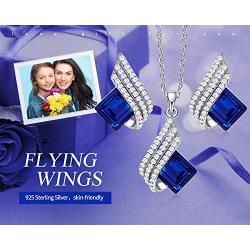 CDE S925 Sterling Silver Necklace Set Mothers Day Jewelry Gifts Pendant Necklace and Earrings Set ELF Necklace for Women Wife Mom