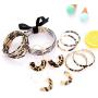 6 Piece Leopard Jewelry Set Leopard Acrylic Hoop Earrings Statement Wire Drop Hoop Earrings Animal Print Multi-Layer Leopard Jelly Silicone Bracelets For Woman