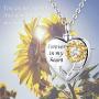 EUDORA Personalized Sunflower Cremation Necklace, Sterling Silver You are My Sunshine Heart-shape Custom Urn Engraved Memorial Jewelry for Ashes, 20 inches Chain