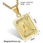 Hermah 26 Gold Plated Square Capital Initial Letter Charm Pendant Necklace for Men Women Box Steel Chain 22inch