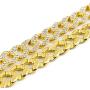 XY Fancy 14MM Men Necklace Bracelet Gold Plated Cuban Link Miami Chain Hip Hop Style Full Diamond-Mounted