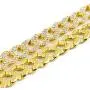 XY Fancy 14MM Men Necklace Bracelet Gold Plated Cuban Link Miami Chain Hip Hop Style Full Diamond-Mounted