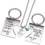 O.RIYA Daddys Girl Mommys World 3 Piece Keychain Pendant Necklace Set, Gift for Daughter, Mommys Little Girl, Mums Dad Necklaces Stainless Steel