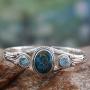 NOVICA 925 Sterling Silver Cuff Bracelet with Reconstituted Turquoise and Blue Topaz Azure Heavens