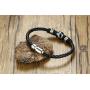 MPRAINBOW Free Engraving Stainless Steel Braided Soccer Football Genuine Leather Bracelets for Men Women
