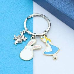 HN HNHB Disney Keychain Alice in Wonderland Gifts for Friend Sister Nice Alice Fans Halloween Thanksgiving Day Christmas Memorial Day Gift