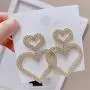 Fashion Shine Full Rhinestone Long Heart Drop Earrings for Women Luxury Pendientes Jewelry Gifts Fashion Tassel earring 2 pcs