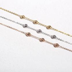 Carleen 18K Solid Gold Three Round Dot 0.045 ct Diamond Bracelet Minimalist Dainty Delicate Fine Jewelry for Women Girls