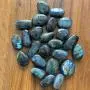 Labradorite Crystal Pendant Necklace, Hand-Knitted Reiki Healing Chakra Crystal Necklace, Natural Polished Palm Blue Moonstone Labradorite Raw Stone Jewelry for Women Men(2Pcs)