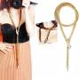 Tvoip Fashion Collier Femme Jewelry Full Rhinestone Accessories gold silver Crystal Snake long Pendant Necklace. (Gold)
