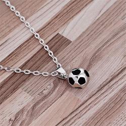 Classic Football Soccer Ball Pendant Necklace, AILUOR Fashion Stainless Steel Enamel Football World Cup Jewelry for women men Girls Gift, 20”