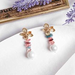 la Brillery Stunning Multi Gemstone Drop Earrings Dangle Earring Long Unique Design Trendy Fashion Jewelry for Women Gilrs.
