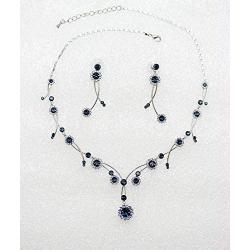 Faship Gorgeous Rhinestone Crystal Floral Necklace Earrings Set