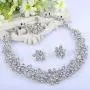EVER FAITH Wedding Cluster Flower Leaf Necklace Earrings Set Clear Austrian Crystal Silver-Tone EVER FAITH Wedding Cluster Flower Leaf Necklace Earrings Set Clear Austrian Crystal Silver-Tone