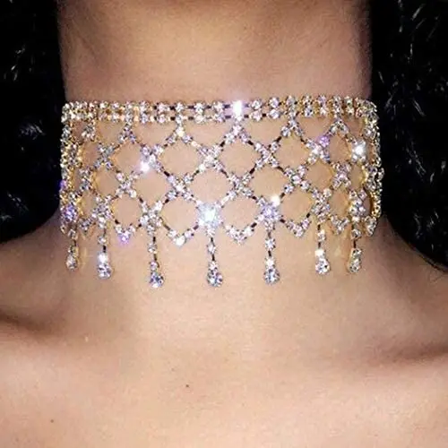 Sethain Boho Rhinestone Choker Necklace Gold Sparkly Pendant Chain Night Club Short Necklaces Jewelry for Women and Girls Sethain Boho Rhinestone Choker Necklace Gold Sparkly Pendant Chain Night Club Short Necklaces Jewelry for Women and Girls
