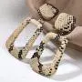 Snake Square Hoop Earrings Vintage Pu Leather Leopard Print Dangle Drop Earrings for Women Girls Halloween Christmas Ear Jewelry Gifts
