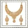 Touchstone Hollywood Glamour Pretty Filigree Rhinestone Studded Diamond Look Designer Bridal Jewelry hasli Necklace Set for Women in Antique Gold Tone Touchstone Hollywood Glamour Pretty Filigree Rhinestone Studded Diamond Look Designer Bridal Jewelry hasli Necklace Set for Women in Antique Gold Tone