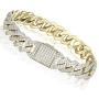 Luxfine 12mm Cuban Link Bracelet Hypoallergenic 14K REAL Gold Plated Iced Out Hip Hop Jewelry 5A+ Cubic Zirconia Prong-setting for Men Women Christmas Birthday Gift