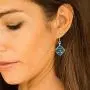 SUVANI Sterling Silver Glass Jewelry Colorful Glittering Retro Abstract Art Square Dangle Earrings