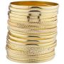 Lux Accessories Gold Tone Multi Textured and Smooth Aztec Bangle Set