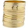 Lux Accessories Gold Tone Multi Textured and Smooth Aztec Bangle Set Lux Accessories Gold Tone Multi Textured and Smooth Aztec Bangle Set