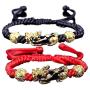 2Pcs/Set Enameled Feng Shui PiXiu Handwoven Bracelets Set Wealth Lucky Bracelets Strand Thread Cord Chains Red Black Handmade Braided Rope Bracelet for Protection for Women Girls Amulet Jewelry