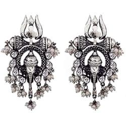 Crunchy Fashion Bollywood Style Traditional Indian Jewelry Oxidized Silver Dangle Earrings for Women||Gifts for her, wife, Girlfriend