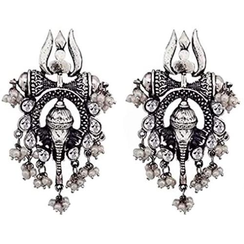 Crunchy Fashion Bollywood Style Traditional Indian Jewelry Oxidized Silver Dangle Earrings for Women||Gifts for her, wife, Girlfriend