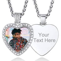 Custom4U Picture Necklace Personalized for Men or Women - Photo Necklace Customized with Chain 22”- DIY Memorial Necklace with Pictures Hip Hop Jewelry for Him Man Boys