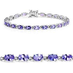 Johareez Tanzanite Bracelet - 9.68 Carat Natural Tanzanite Ovals Tennis Bracelet - Lavender Tanzanite Bracelet - December Birthstone - Tanzanite Birthstone