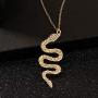 HUJUON Gold Rhinestone Snake Pendant Necklace.Retro Crystal Cobra Y-shaped Necklace,Punk Viper Animal Serpent Necklace for Women Jewelry