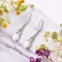 YL Celtic Knot Pendant Necklace 925 Sterling Silver Freshwater Pearl Leverback Earrings Cubic Zirconia Love Knot Drop Jewelry