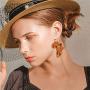 D.Rosse 2 Pairs African Map Wooden Dangle Earrings Ethnic Style African Multicolor Drop Earrings for Women Bohemia Style Jewelry Set