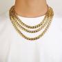 URBAN JEWELRY Polished Stainless Steel Mens Curb Chain Necklace in Variety of Sizes and Colors