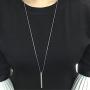 925 Sterling Silver Necklace Simple Vertical Bar Pendant New Women Chain, 28+2'' Extender
